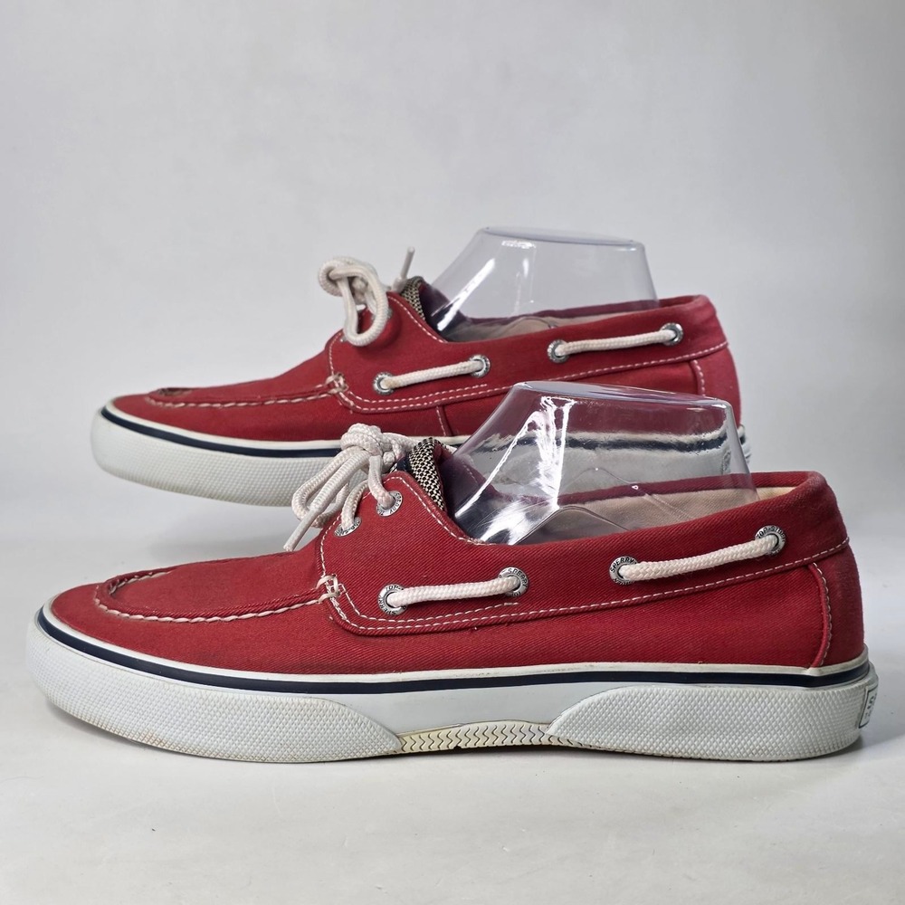 Sperry Top-Sider Bahama Boat Shoes Men's 9 M Red Canvas Low Top Sneakers 0726828 - Picture 2 of 12